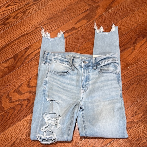 American eagle next level stretch Light Blue Distressed Women Jeans NWT - Picture 8 of 8